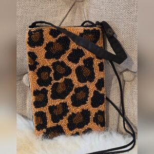 Bamboo Trading Company Cheetah Print Beaded Bag